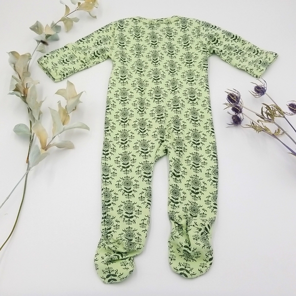 NWOT Kate Quinn 3-6M Footed Sleeper Green Floral - Picture 2 of 4